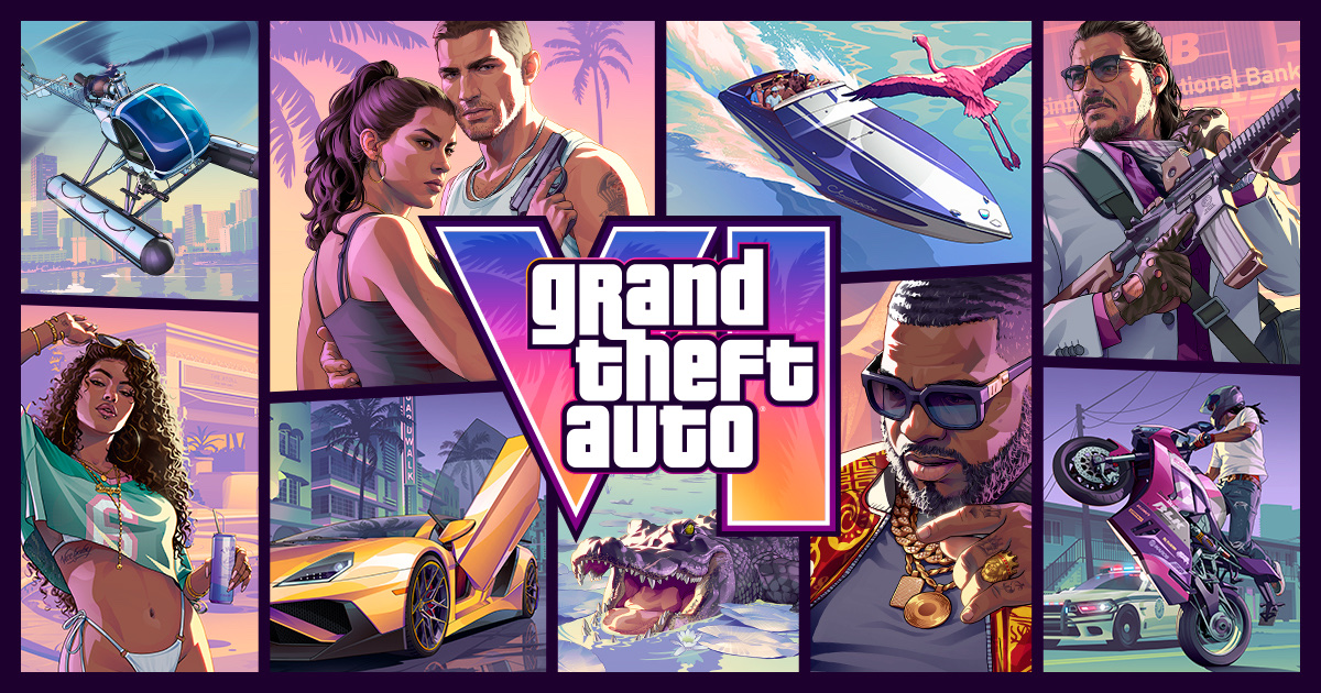 Carátula de Grand Theft Auto VI, con sus protagonistas en viñetas